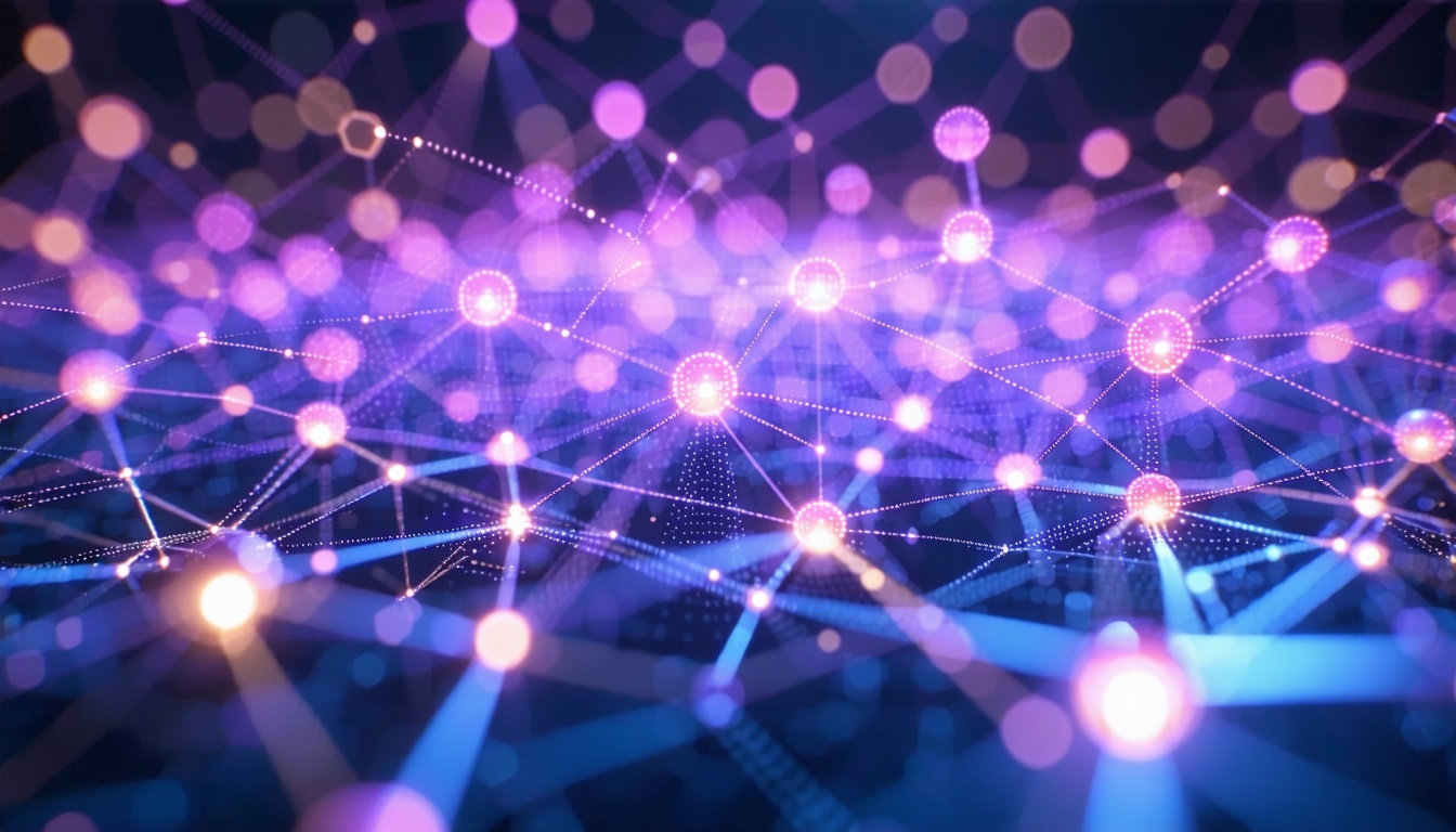 A vibrant network of interconnected nodes represen